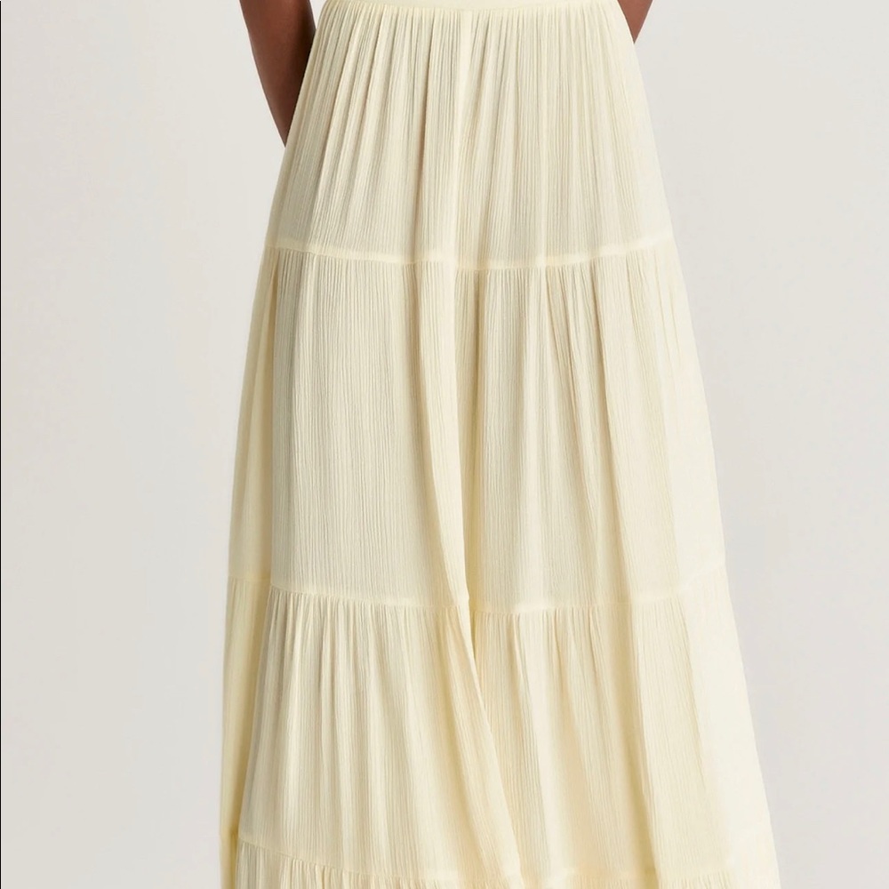 Pastel yellow boho ribbed skirt - small